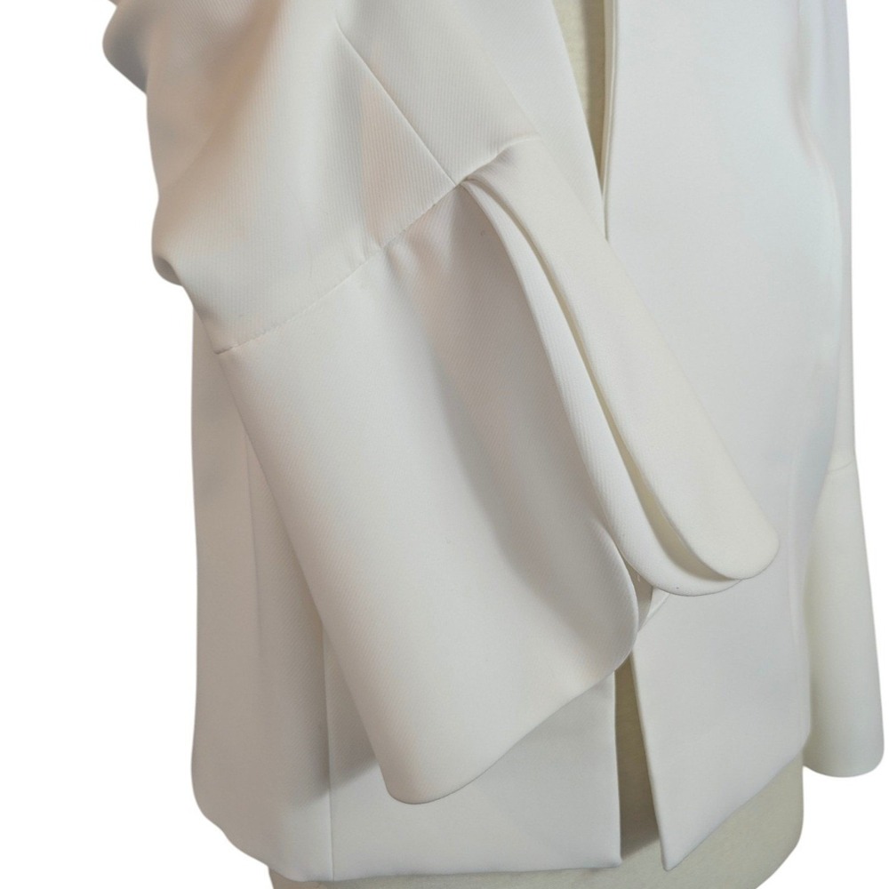 White House Black Market White Bell Sleeve Open Front Blazer Jacket Size 8 - Picture 4 of 14